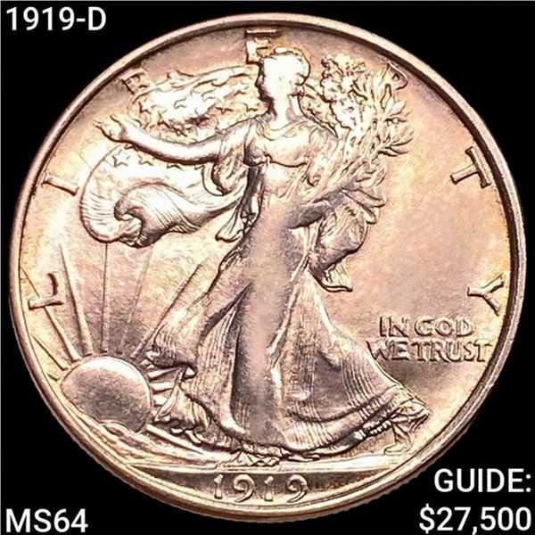 1919-D Walking Liberty Half Dollar CHOICE BU
