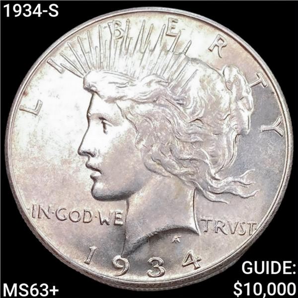 1934-S Silver Peace Dollar CHOICE BU+