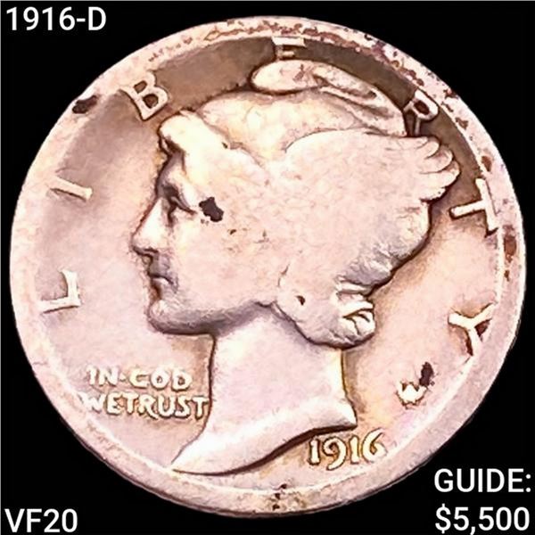 1916-D Mercury Dime LIGHTLY CIRCULATED