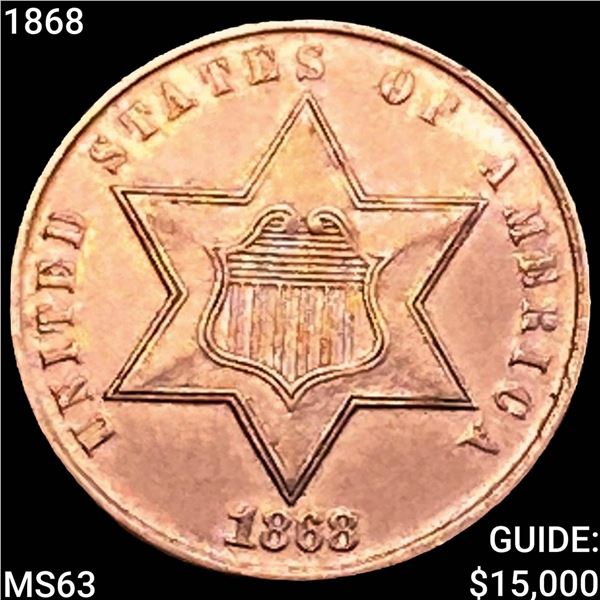 1868 Silver Three Cent CHOICE BU