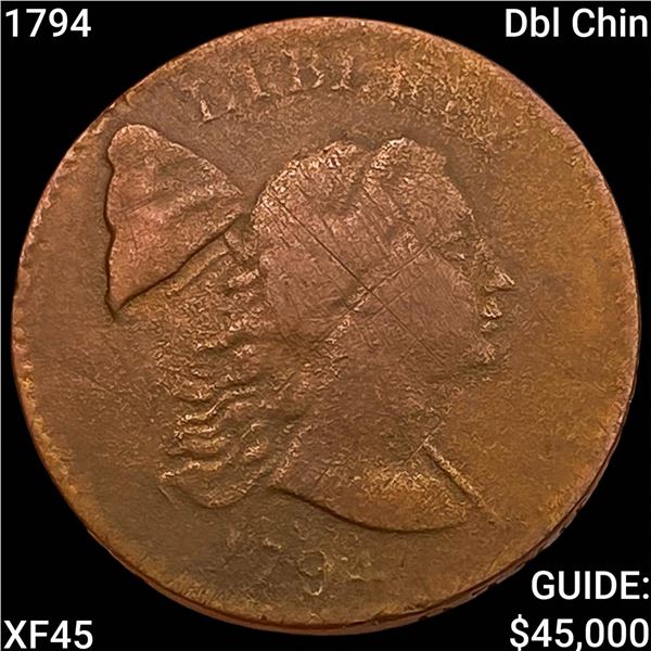 1794 Dbl Chin Liberty Cap Large Cent NEARLY UNCIRCULATED