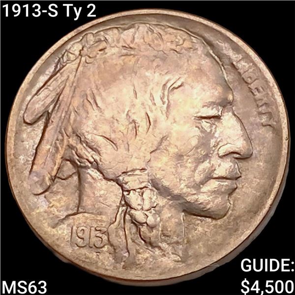 1913-S Ty 2 Buffalo Nickel CHOICE BU