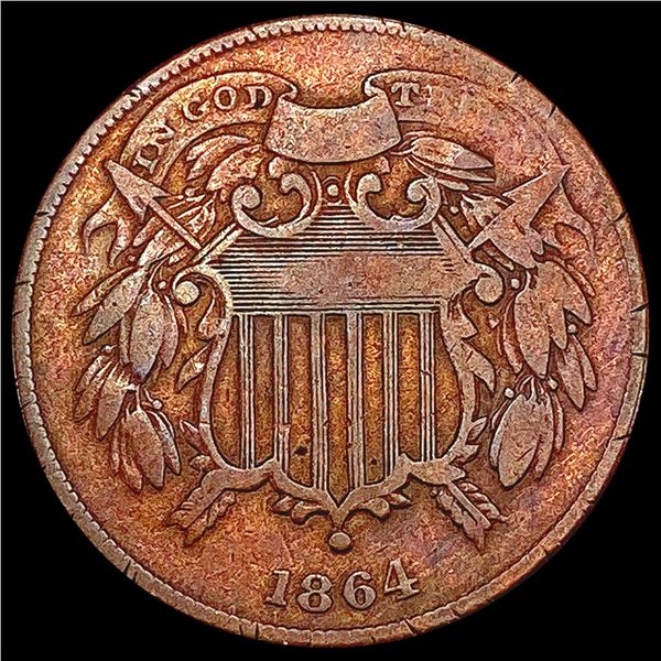 1864 Sm Motto Two Cent Piece CLOSELY UNCIRCULATED