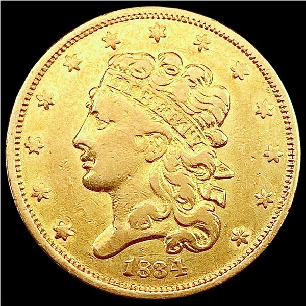 1834 $5 Gold Half Eagle LIGHTLY CIRCULATED