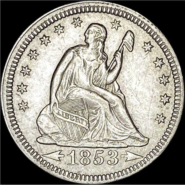 1853 Arrows/Rays Seated Liberty Quarter  UNCIRCULATED