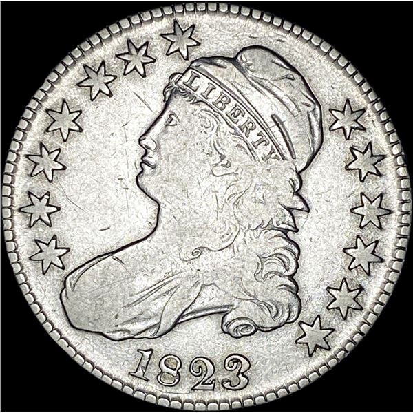 1823 Broken 3 Capped Bust Half Dollar NEAR  UNC