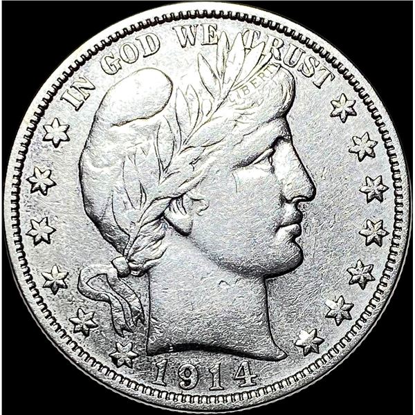 1914-S Silver Barber Half Dollar LIGHTLY  CIRCULATED