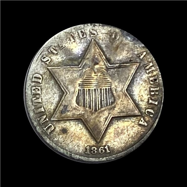 1861 Silver Three Cent LIGHTLY CIRCULATED