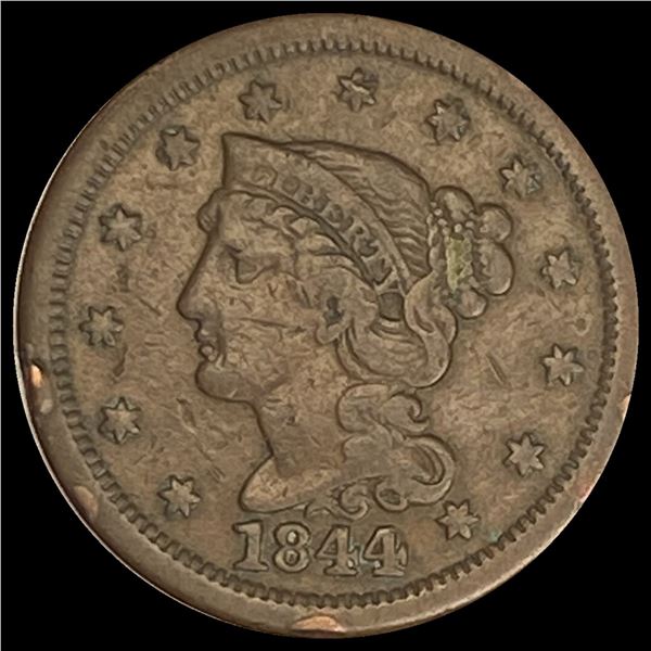1844 Braided Hair Large Cent LIGHTLY CIRCULATED