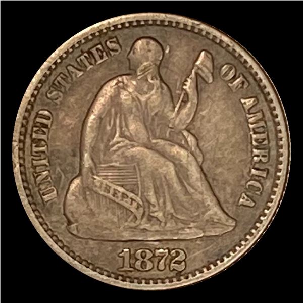 1872 Seated Liberty Half Dime LIGHTLY CIRCULATED