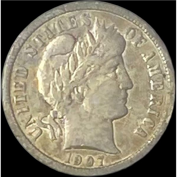 1907 Barber Dime NICELY CIRCULATED