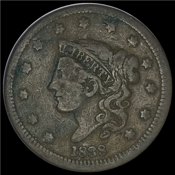 1838 Coronet Head Large Cent LIGHTLY CIRCULATED