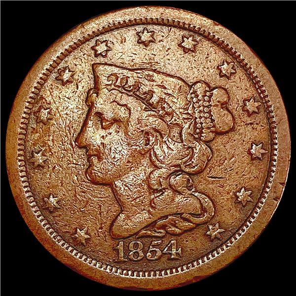 1854 Braided Hair Half Cent LIGHTLY CIRCULATED