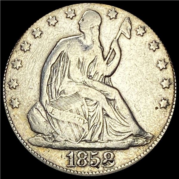 1858 Seated Liberty Half Dollar LIGHTLY CIRCULATED