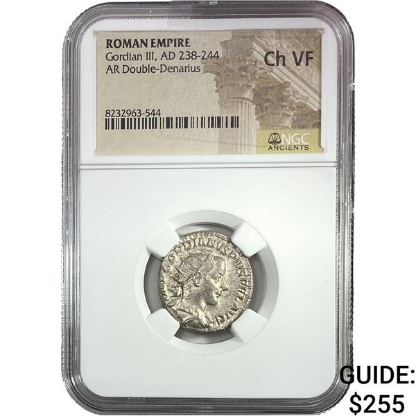 Roman Gordian III AD 238-244 Silver Dbl-Denarius NGC Ch VF