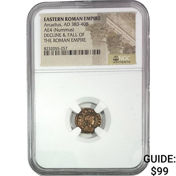Eastern Roman Arcasius AD 383-408 AE4 Nummus NGC