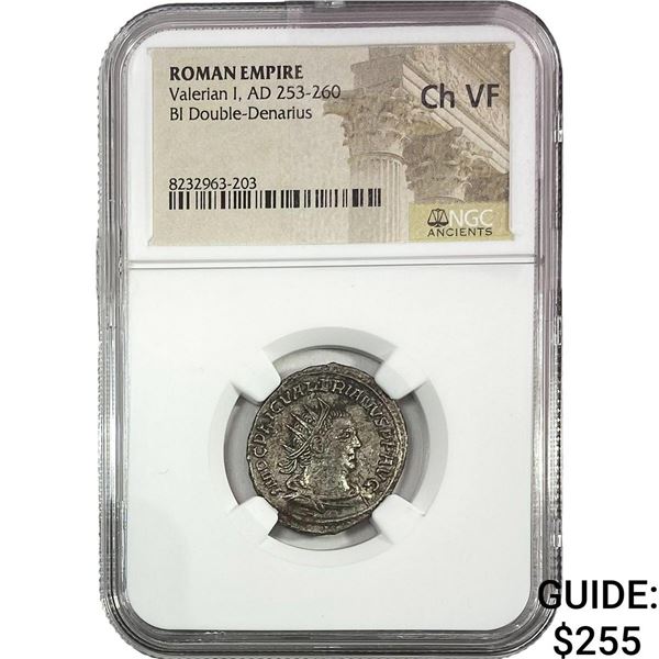 Roman Valerian I AD235-260 BI Dbl-Denarius NGC Ch VF