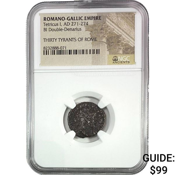 Romano-Gallic TetricusI AD271-274 BI Dbl-Denarius NGC