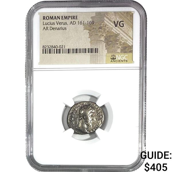 Roman Lucius Verus AD 161-169 Silver Denarius VG