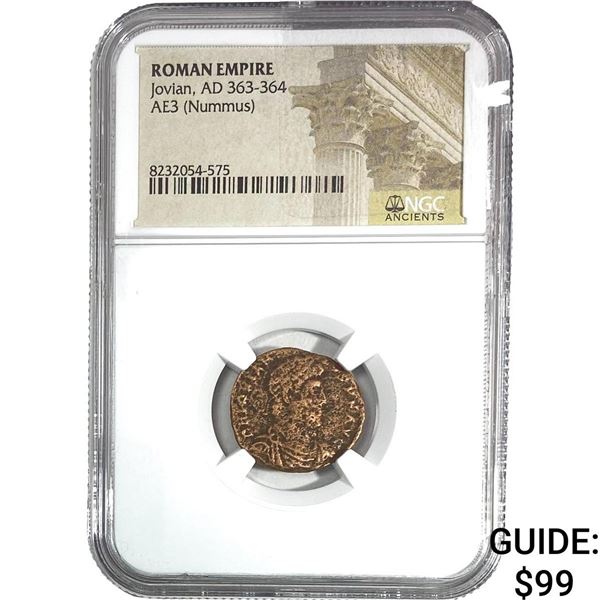 Roman Empire Jovian AD 363-364 AE3 Nummus NGC