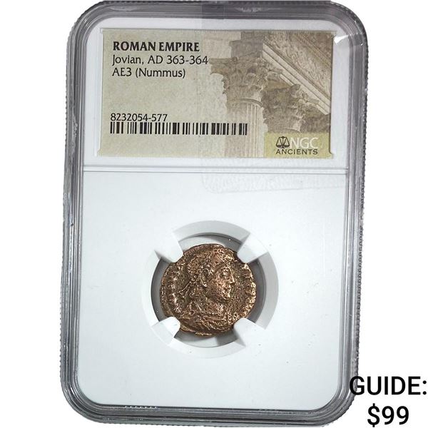 Roman Empire Jovian AD 363-364 AE3 Nummus NGC