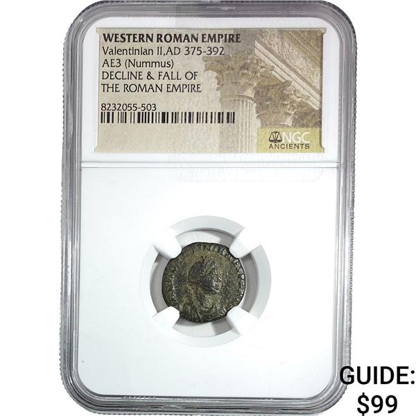 Western Roman Valentinian II AD 375-392 AE3 Nummus NGC