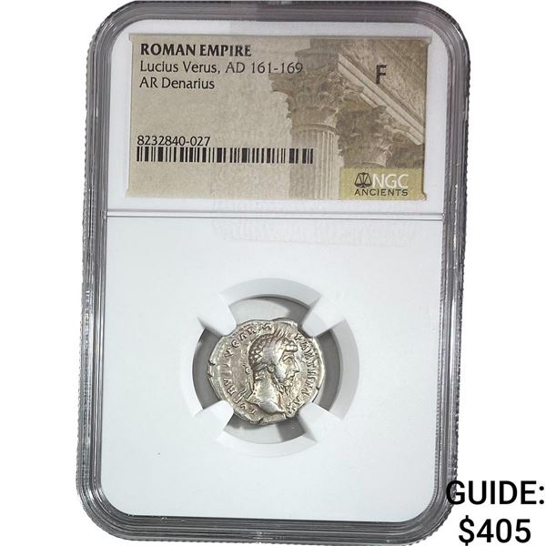 Roman Lucius Verus AD 161-169 Silver Denarius F