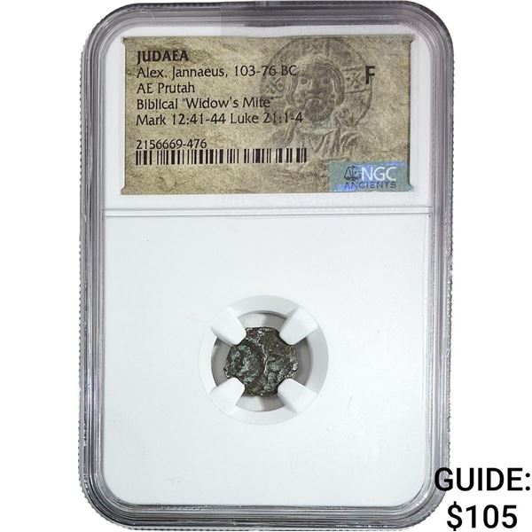 Judaea Alex, Jannaeus 103-76 BC Widow's Mite F