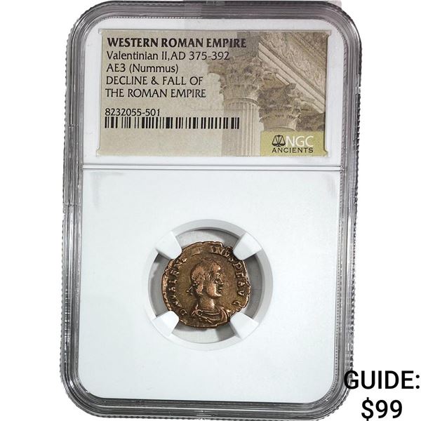 Western Roman Valentinian II AD 375-392 AE3 Nummus NGC