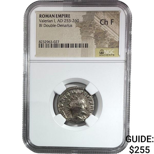 Roman Valerian I AD235-260 BI Dbl-Denarius Ch F