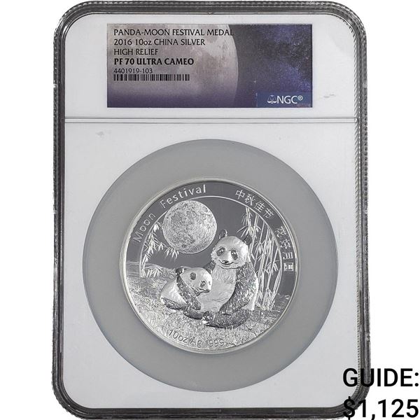 2016 Panda-Moon Festival Medal Silv 10oz NGC PF70 Ultra Cameo