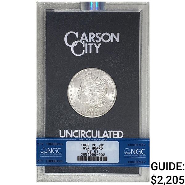 1880-CC Silver Morgan Dollar NGC MS63 GSA Hoard