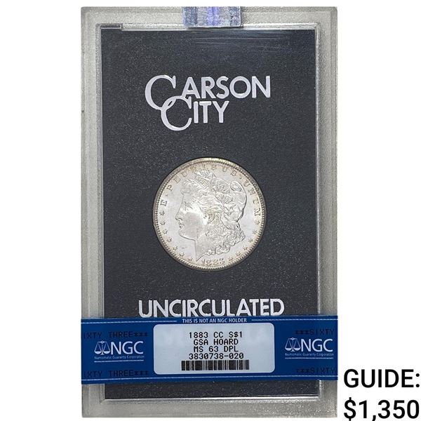 1883-CC Silver Morgan Dollar NGC MS63 DPL GSA Hoard