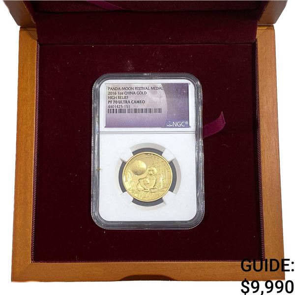 2016 China Gold Panda-Moon Festival Medal 1oz NGC PF70 Ultra Cameo