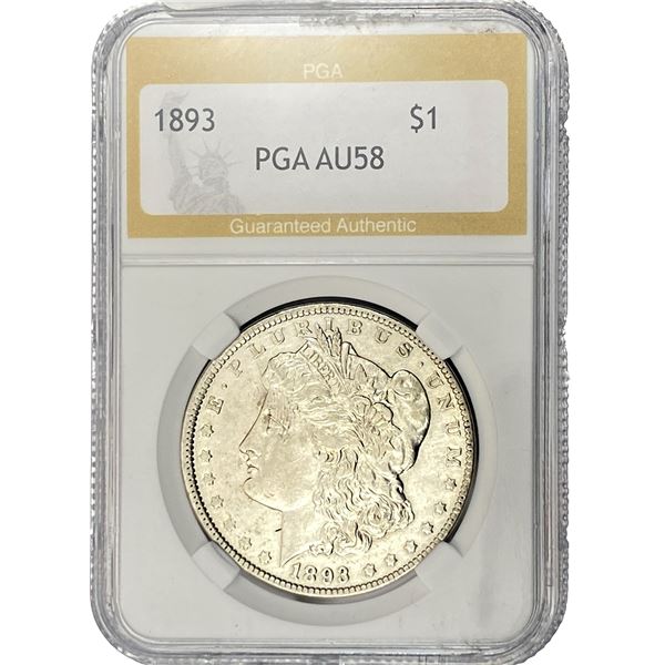 1893 Morgan Silver Dollar PGA AU58