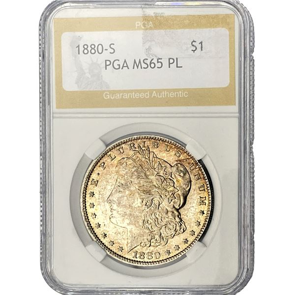1880-S Morgan Silver Dollar PGA MS65 PL