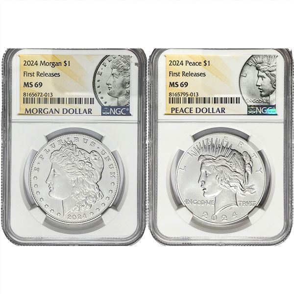 2024 Morgan and Peace Silver Dollar [2 Coins] NGC MS69