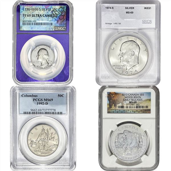 1974-2013 GEM BU US Coin [4 Coins] PCGS/NGC/SEGS MS/PF69