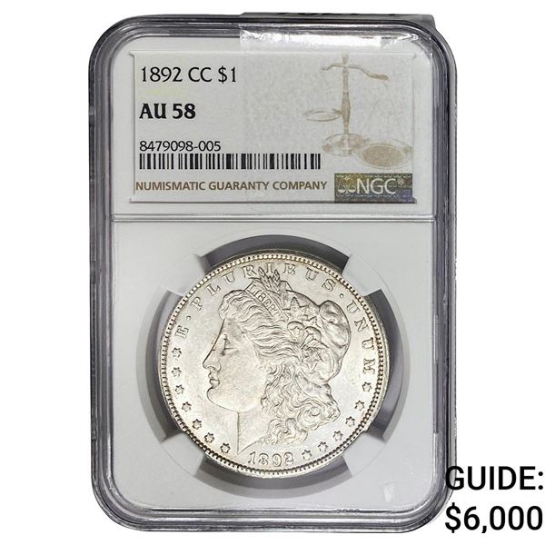 1892-CC Morgan Silver Dollar NGC AU58