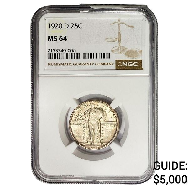 1920-D Standing Liberty Quarter NGC MS64
