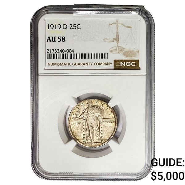 1919-D Standing Liberty Quarter NGC AU58