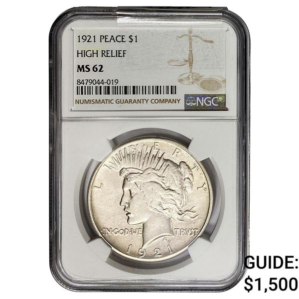 1921 Silver Peace Dollar NGC MS61
