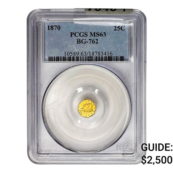 1870 Octagonal California Gold Quarter PCGS MS63