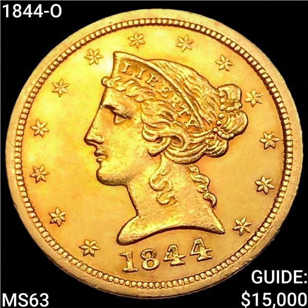 1844-O $5 Gold Half Eagle CHOICE BU