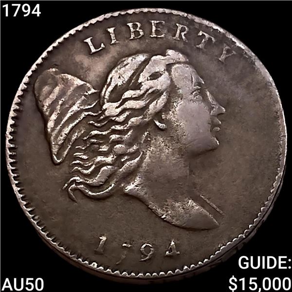 1794 Flowing Hair Half Cent CLOSELY UNCIRCULATED