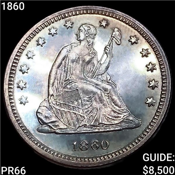 1860 Seated Liberty Quarter SUPERB GEM PROOF