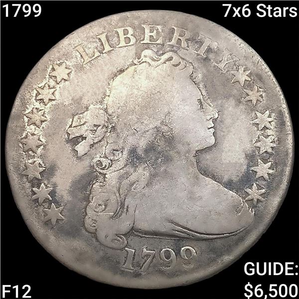 1799 7x6 Stars Draped Bust Dollar NICELY CIRCULATED
