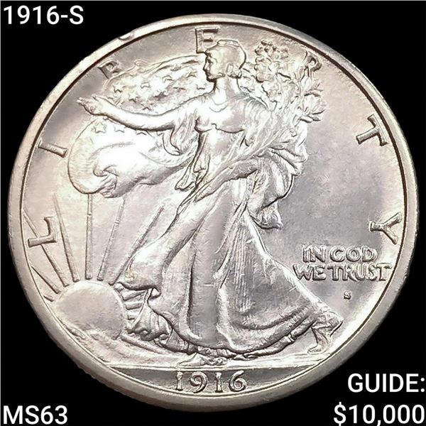 1916-S Walking Liberty Half Dollar CHOICE BU