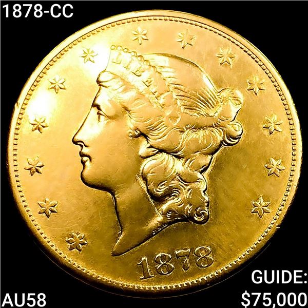 1878-CC $20 Gold Double Eagle CHOICE AU