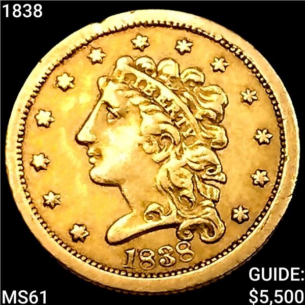 1838 $2.50 Gold Quarter Eagle UNCIRCULATED